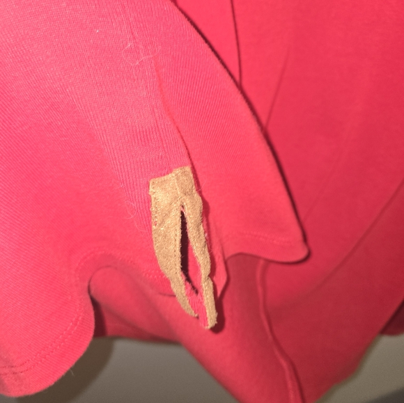 Women's Lauren Ralph Lauren Red Blouse, v-neck, side slits, faux suede trim, 3X - Picture 7 of 8